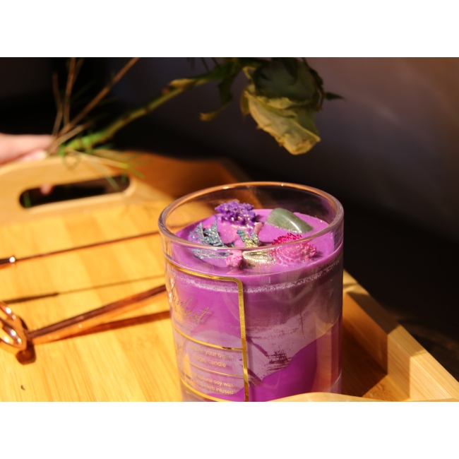 C&H Home Deco Personalized Logo Luxury Healing Crystal Infused Scented Chakra Soy Wax Candle