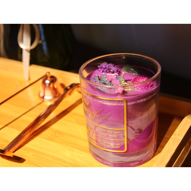 C&H Home Deco Personalized Logo Luxury Healing Crystal Infused Scented Chakra Soy Wax Candle
