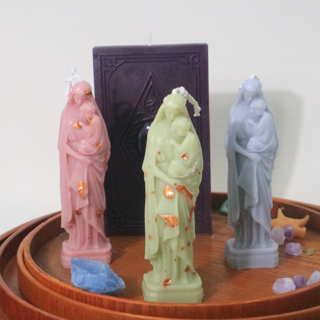 C&H Special Design Christian the Virgin Mary Holding the Baby Candle Colored Virgin Mary Soy Wax Candle