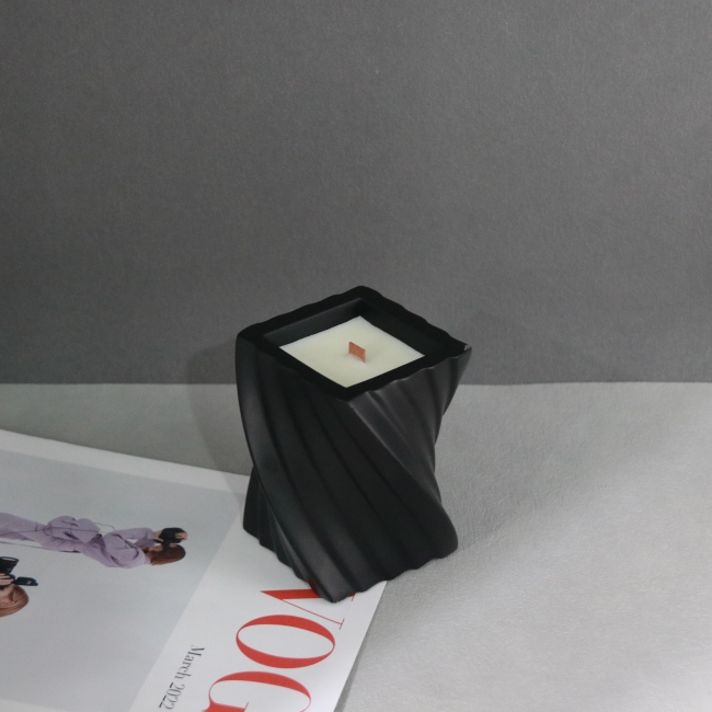 C&H Custom Logo Big Candle Jar Artist Ribbon Simple Minimalism Holder Personal Logo Fragrance Ceramic Cement Scented Candle