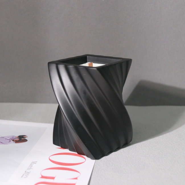 C&H Custom Logo Big Candle Jar Artist Ribbon Simple Minimalism Holder Personal Logo Fragrance Ceramic Cement Scented Candle