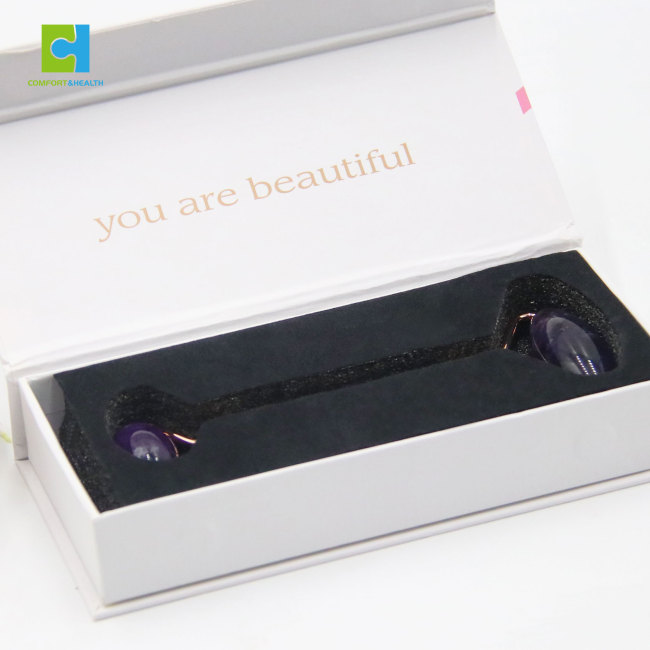 C&H Facial Massage Roller Rose Gold Nephrite Jade Guasha Clear Quartz Roller for Girls Gift