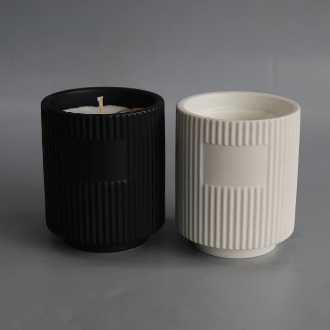 C&H Customized Scented Soy Wax Candle Jar With Lid Ceramic Vertical Grain Candle for Home Deco