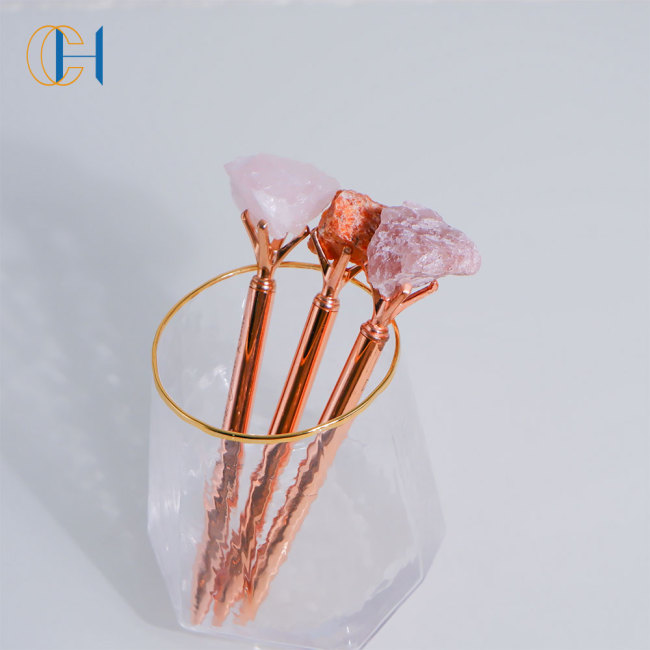 C&H Customized Logo Crystal Pens High Quality Crystal Citrine Amethyst Agate Gravel Energy Healing Crystal Pen