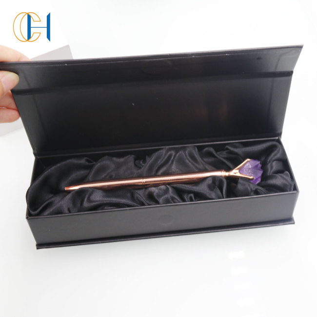 C&H Customized Logo Crystal Pens High Quality Crystal Citrine Amethyst Agate Gravel Energy Healing Crystal Pen