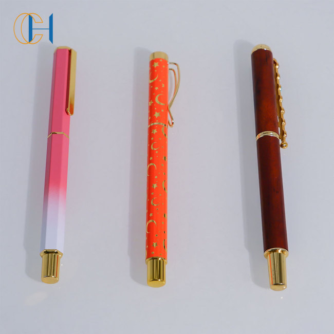 C&H Customized Logo Crystal Pens High Quality Crystal Citrine Amethyst Agate Gravel Energy Healing Crystal Pen