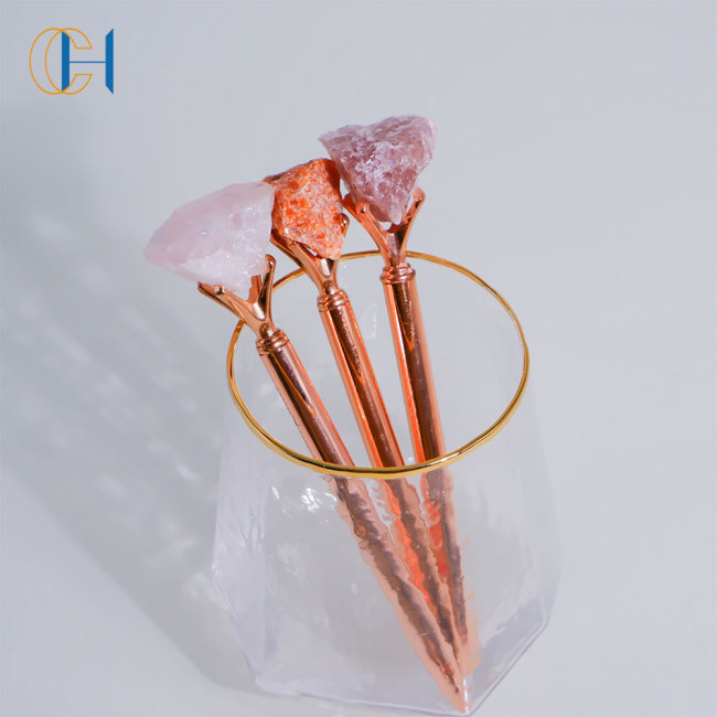 C&H Customized Logo Crystal Pens High Quality Crystal Citrine Amethyst Agate Gravel Energy Healing Crystal Pen