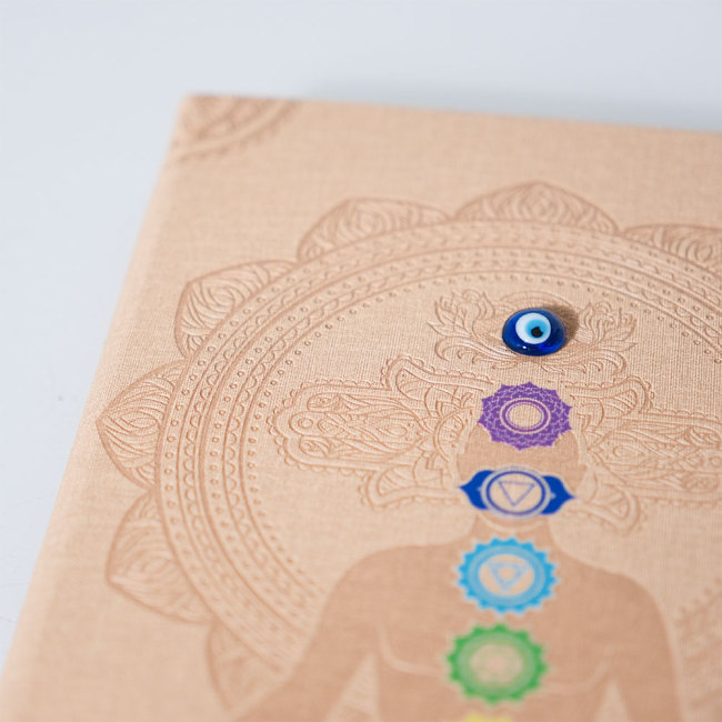 C&H New Arrival Pu Leather Notebook Festival Gift Customized Chakra Design Spirit Healing Natural Crystal Journal