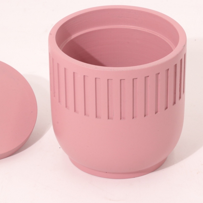 C&H New Nordic Design Custom Concrete Empty Candle Jar With Lid Colored Pink Yellow Candle Jar