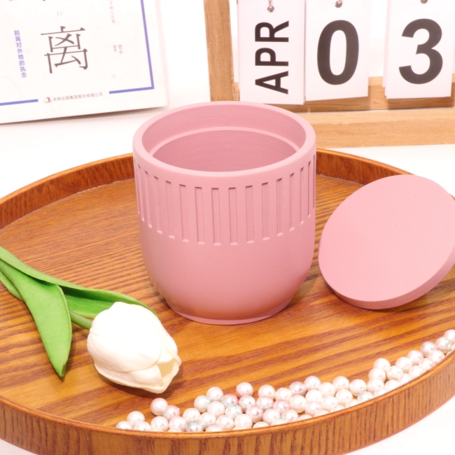 C&H New Nordic Design Custom Concrete Empty Candle Jar With Lid Colored Pink Yellow Candle Jar
