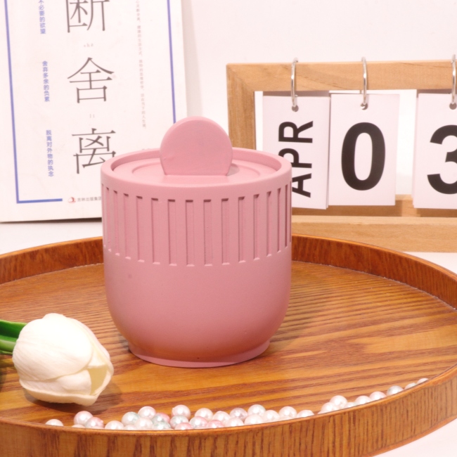 C&H New Nordic Design Custom Concrete Empty Candle Jar With Lid Colored Pink Yellow Candle Jar