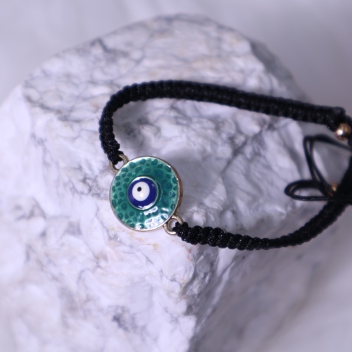 C&H Rope String Evil Eye Charm Bracelet Handmade Black String Devil Eye Charm Bracelet