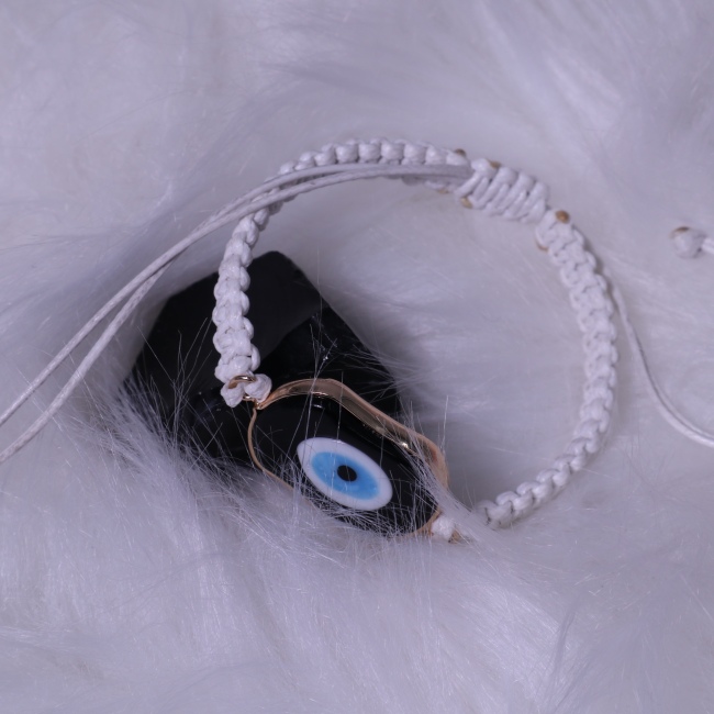 C&H Rope String Evil Eye Charm Bracelet Handmade Black String Devil Eye Charm Bracelet