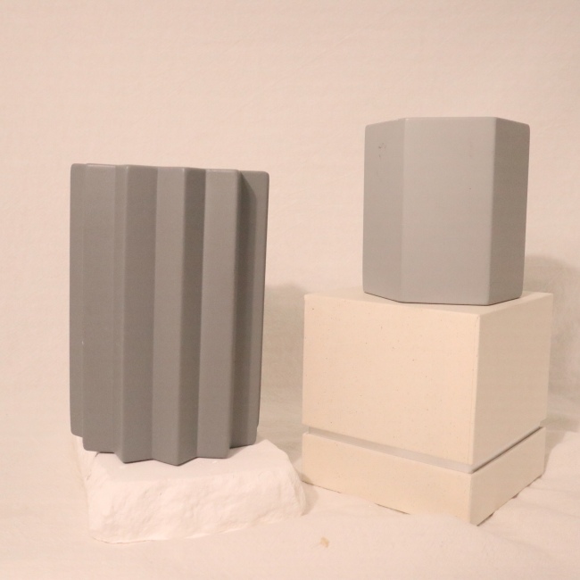 C&H Modern Concrete Cement Candle Holder Geometric Design Minimalist Home Decor for Living Room Luxury Gift Private Label