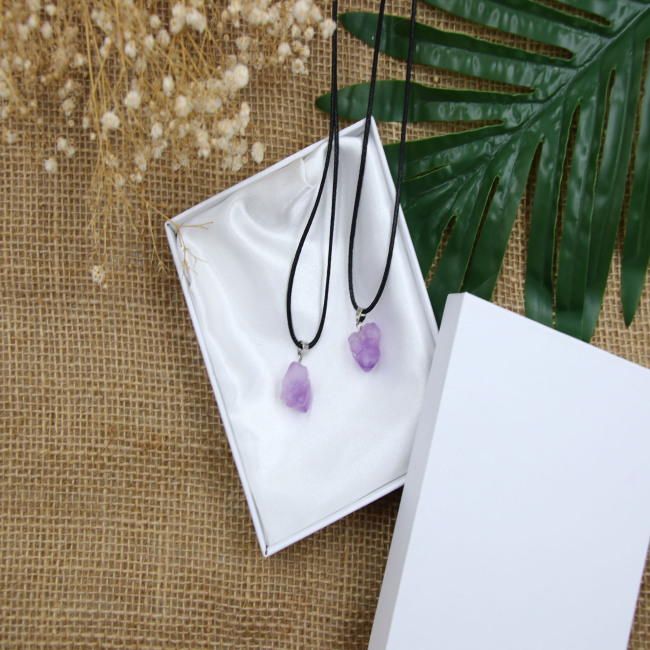 C&H Customized Design Purple natural stone necklace Handmade Healing Stone Pendant Necklace For Gift