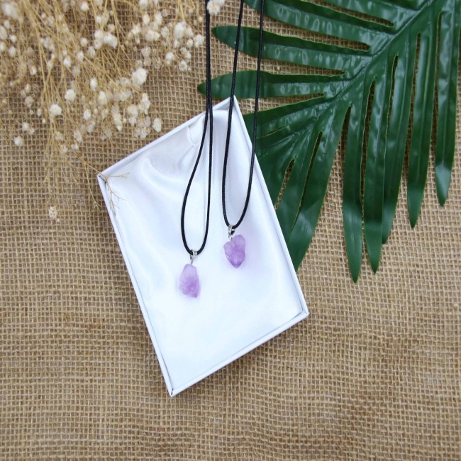 C&H Customized Design Purple natural stone necklace Handmade Healing Stone Pendant Necklace For Gift