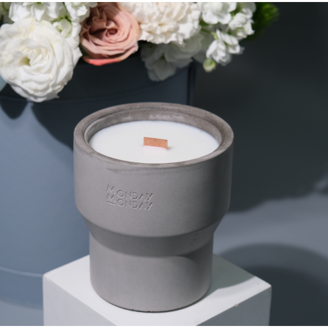 C&H Customized Logo Home Decoration Soy Wax Candle Concrete Cement Candle Jar with Metal Lid