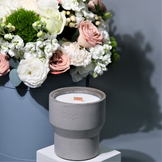 C&H Customized Logo Home Decoration Soy Wax Candle Concrete Cement Candle Jar with Metal Lid