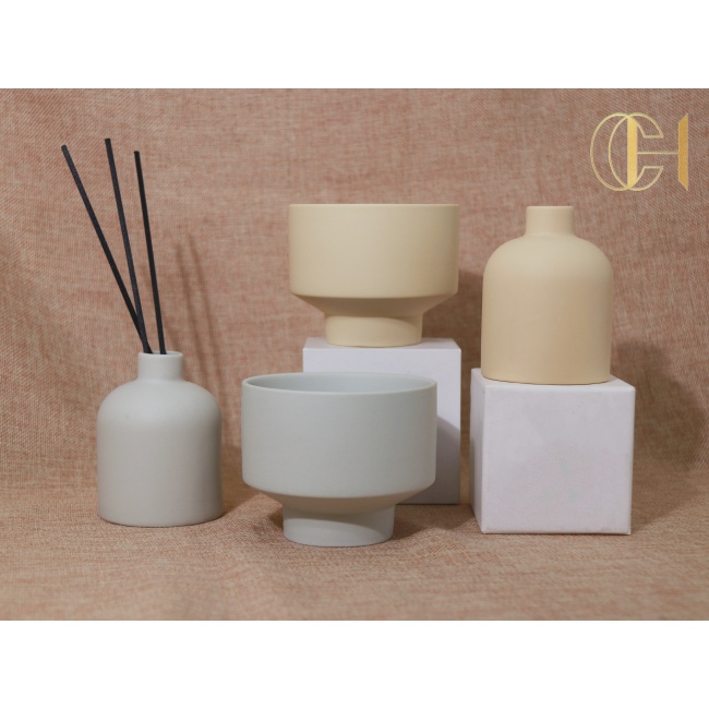 CHHC Customized Logo Ceramic Candle Jar Reed Diffuser Jar Set Home Deco