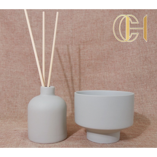 CHHC Customized Logo Ceramic Candle Jar Reed Diffuser Jar Set Home Deco