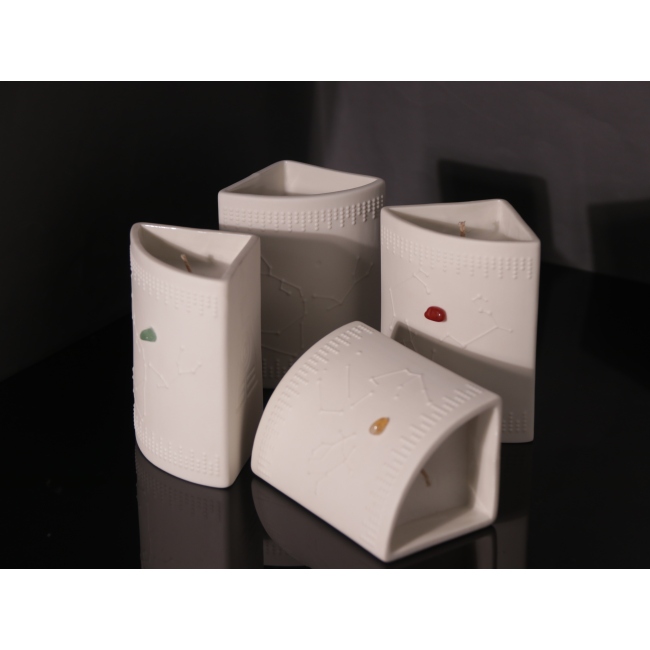 C&H Custom Scent 4-Wick Ceramic Candle Holder Constellation Design Soy Wax for Home Deco