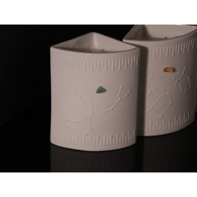 C&H Custom Scent 4-Wick Ceramic Candle Holder Constellation Design Soy Wax for Home Deco