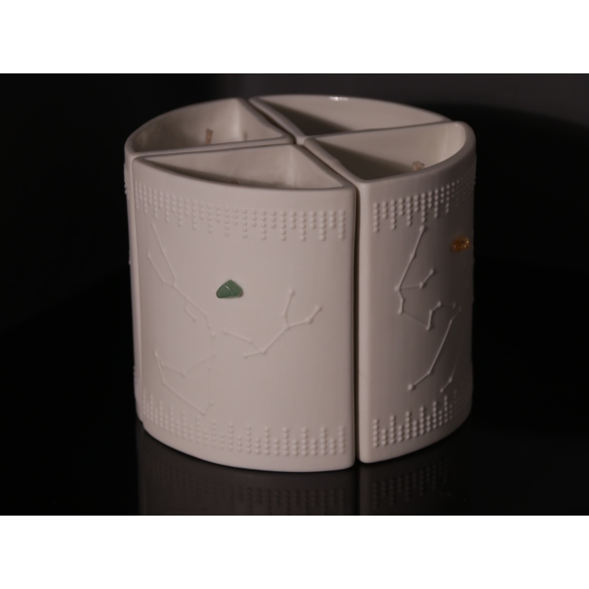 C&H Custom Scent 4-Wick Ceramic Candle Holder Constellation Design Soy Wax for Home Deco