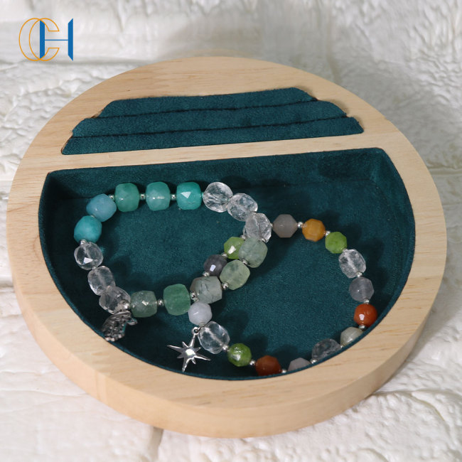 C&H Hot Selling Irregular Crystal Beads Bracelet Elastic String Double Layered Crystal Beaded Bracelet Sets