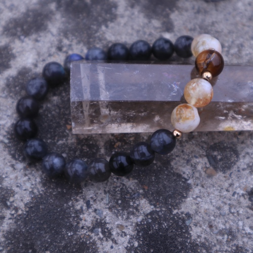C&H Obsidian Beaded Bracelet Handmade Rope String Natural Stone Beaded Bracelet for Girls