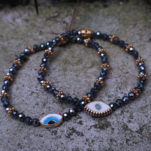 C&H Obsidian Beaded Bracelet Handmade Rope String Natural Stone Beaded Bracelet for Girls
