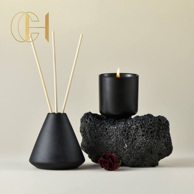 C&H Unique Design Customs Reed Diffuser Candle Set Home Decoration Fragrance Essential Oil Ceramic Reed Diffuser Candle