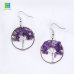 C&H Handmade Amethyst Stone Life of Tree Drop Earring Pink Crystal Tree Drop Earrings
