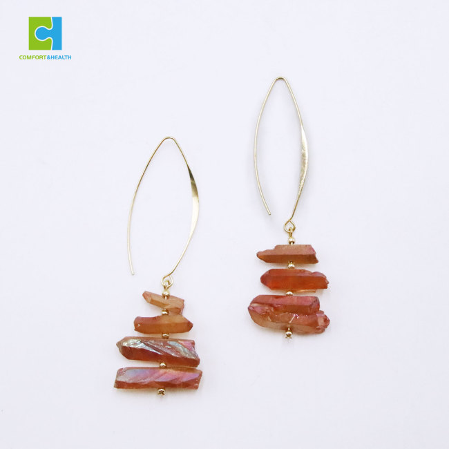 C&H Handmade Amethyst Stone Life of Tree Drop Earring Pink Crystal Tree Drop Earrings