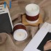 CHHC Leather Wrapped Ceramic Candle Jar Custom Leather Ceramic Candle Container for Home Deco