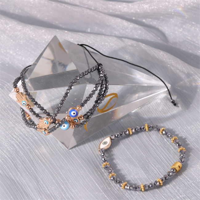 C&H Customized Design Handmade String Seed Beads Evil Eye Bracelet Multi Layered Devil Eye Bracelet