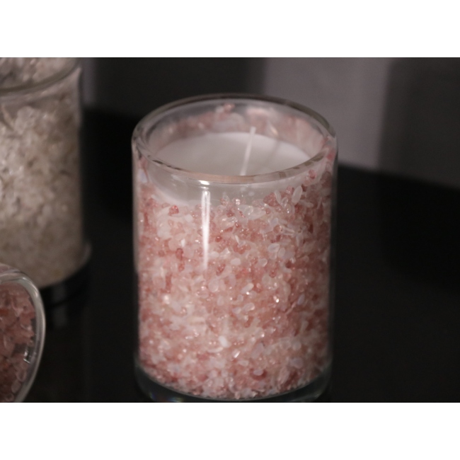 C&H Custom Logo Unique Design Custom Pink Crystal-Decorated Candle Cup Double Layer Empty Candle Vessels