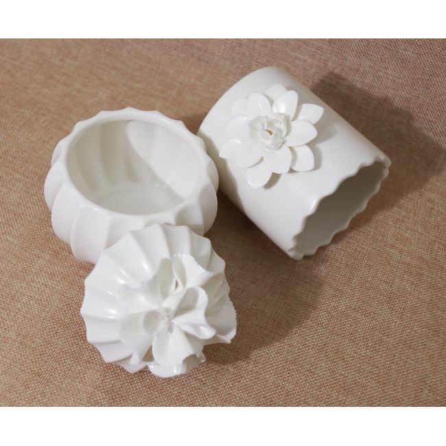 C&H Wholesale Custom Logo Customized Acceptable Cement  Ceramic Soy Wax Scented Candle Jar Home Deco