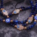 C&H Bohemian Style Braided Hand Rope Blue Crystal Beaded Bracelet Vintage Evil Eye Butterfly Bracelet