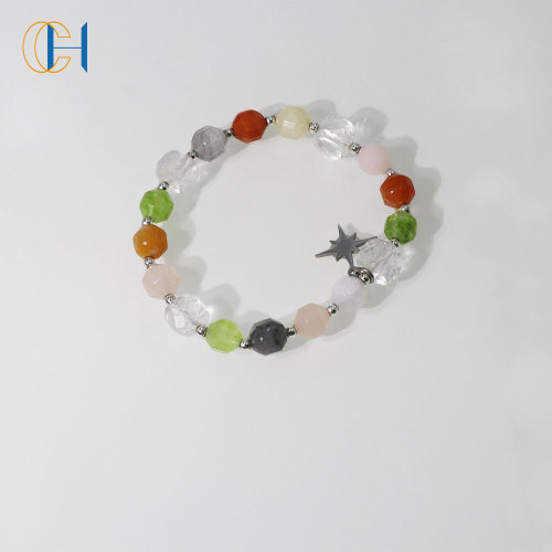 C&H Round Crystal Beaded Bracelet Copper Beads Star Pendant Bracelets