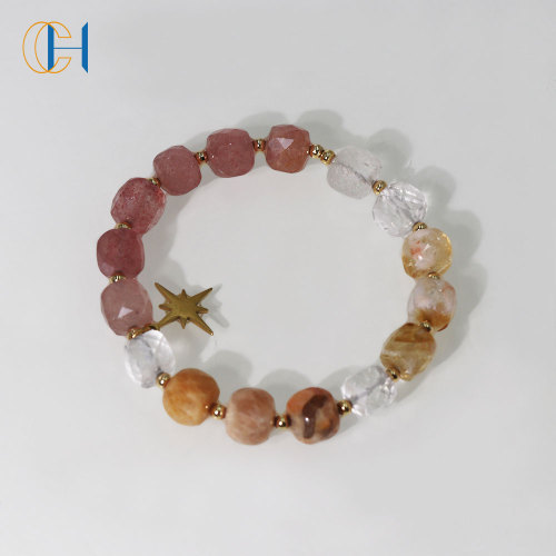 C&H Round Crystal Beaded Bracelet Copper Beads Star Pendant Bracelets