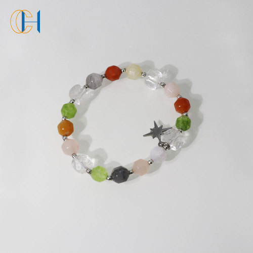 C&H Round Crystal Beaded Bracelet Copper Beads Star Pendant Bracelets