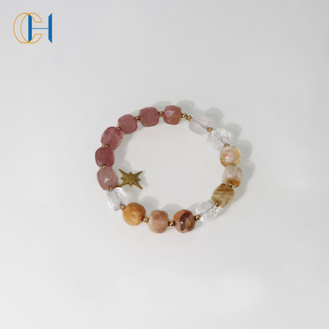 C&H Round Crystal Beaded Bracelet Copper Beads Star Pendant Bracelets