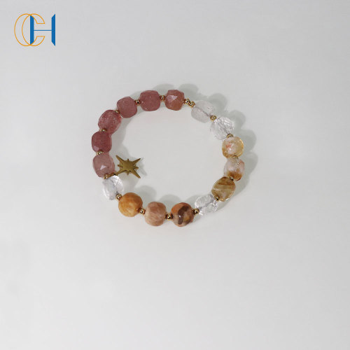 C&H Round Crystal Beaded Bracelet Copper Beads Star Pendant Bracelets