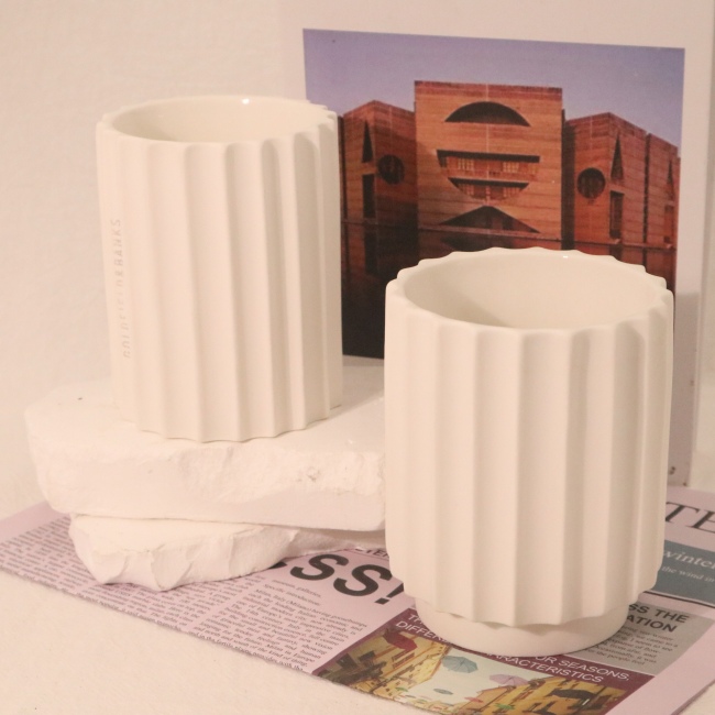 C&H Fashion Large Capacity Candle Jar White Cement Candle Container Diy Logo Home Deco Gift