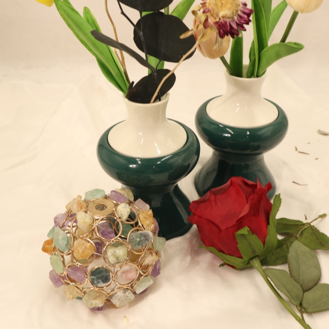 C&H Luxury Handmade Green White Ceramic Reed Diffuser for Modern Home Decor Spa Ambiance Private Label