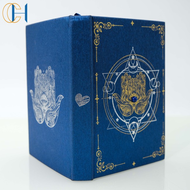 C&H Customized Logo Hamsa Hand Printed Cover Journal | Lapis Lazuli Embedded Notebook Esoteric Spiritual Writing Companion