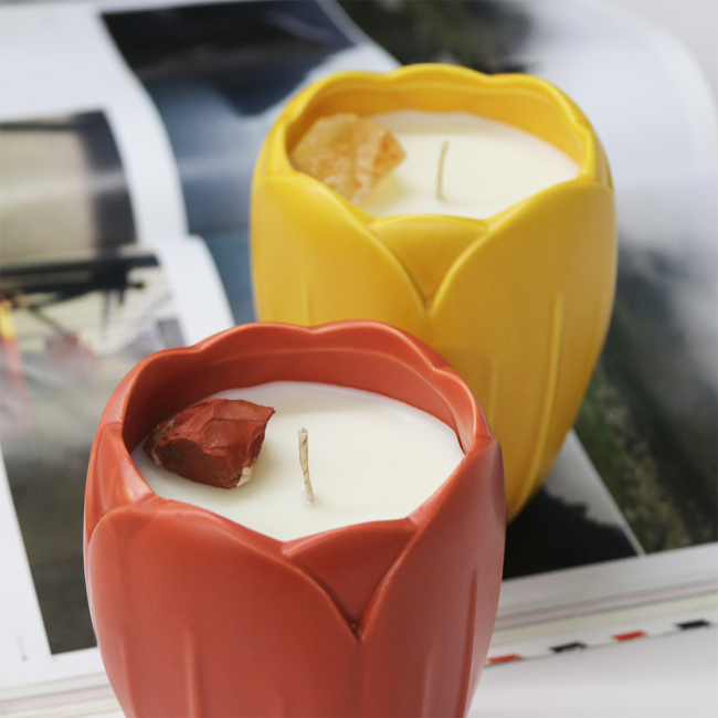 C&H Wholesale Flower Style High Quality Luxury Ceramic Candle Fragrance Oil for Home Decor Customized Logo in Bulk