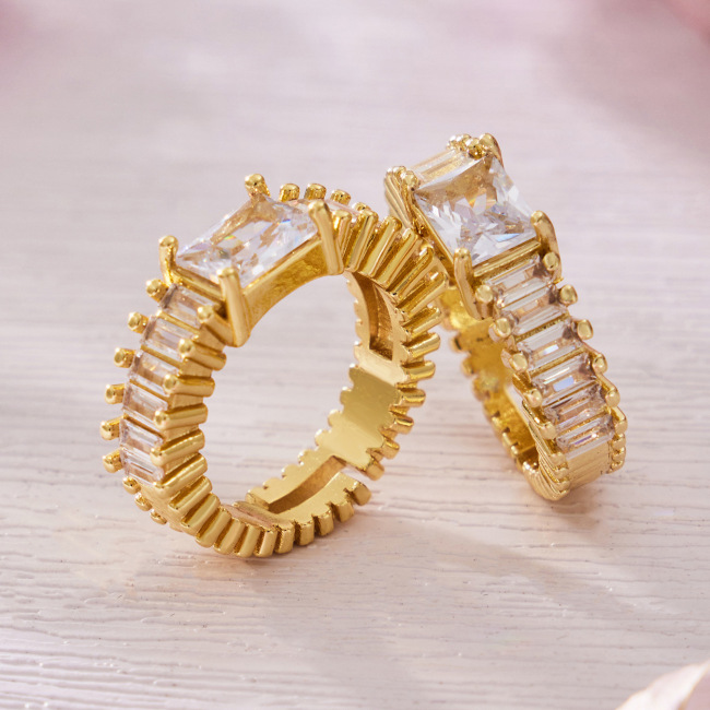 C&H Customized Design Stainless Steel Zircon Ring crystal Cubic Zircon Adjustable Ring