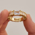 C&H Customized Design Stainless Steel Zircon Ring crystal Cubic Zircon Adjustable Ring