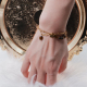 C&H 18k Gold Plated Link Chain Crystal Beaded DIY Pyramid Style Letterpress Printing Double Layered Bracelet